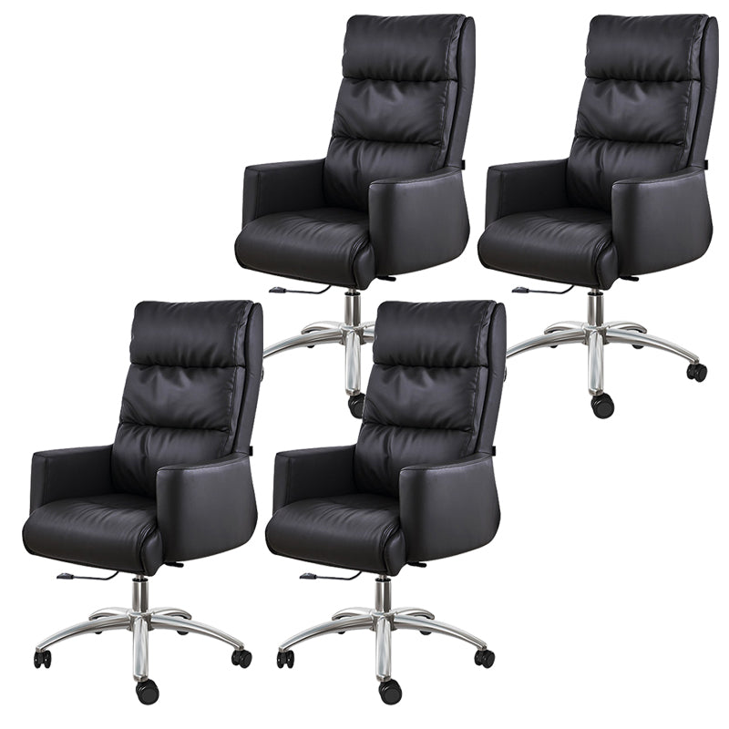 Modern Fixed Arms Chair  Height-adjustable Office Chair with Wheels