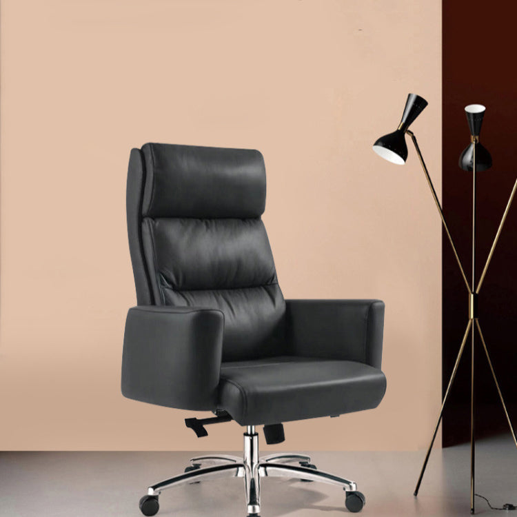 Modern Fixed Arms Chair  Height-adjustable Office Chair with Wheels