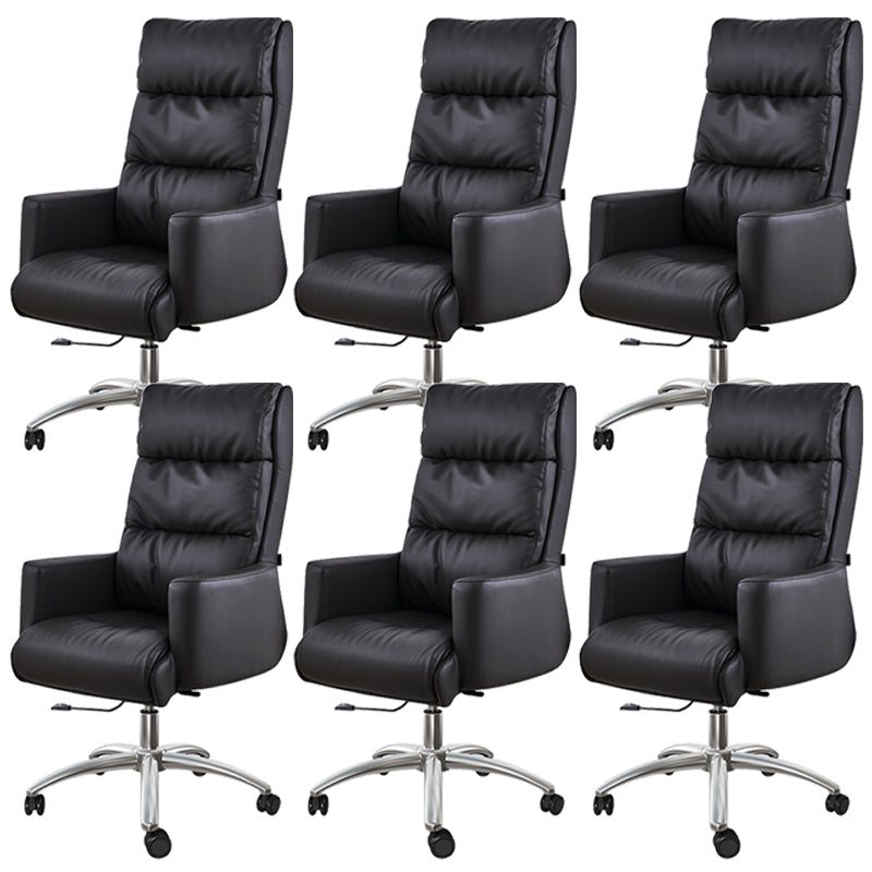 Modern Fixed Arms Chair  Height-adjustable Office Chair with Wheels