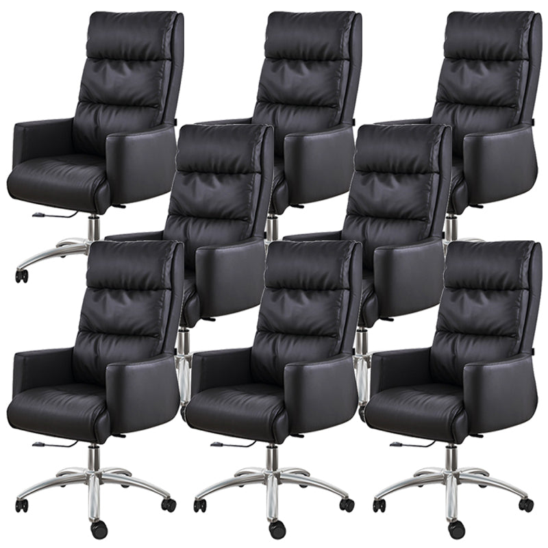 Modern Fixed Arms Chair  Height-adjustable Office Chair with Wheels