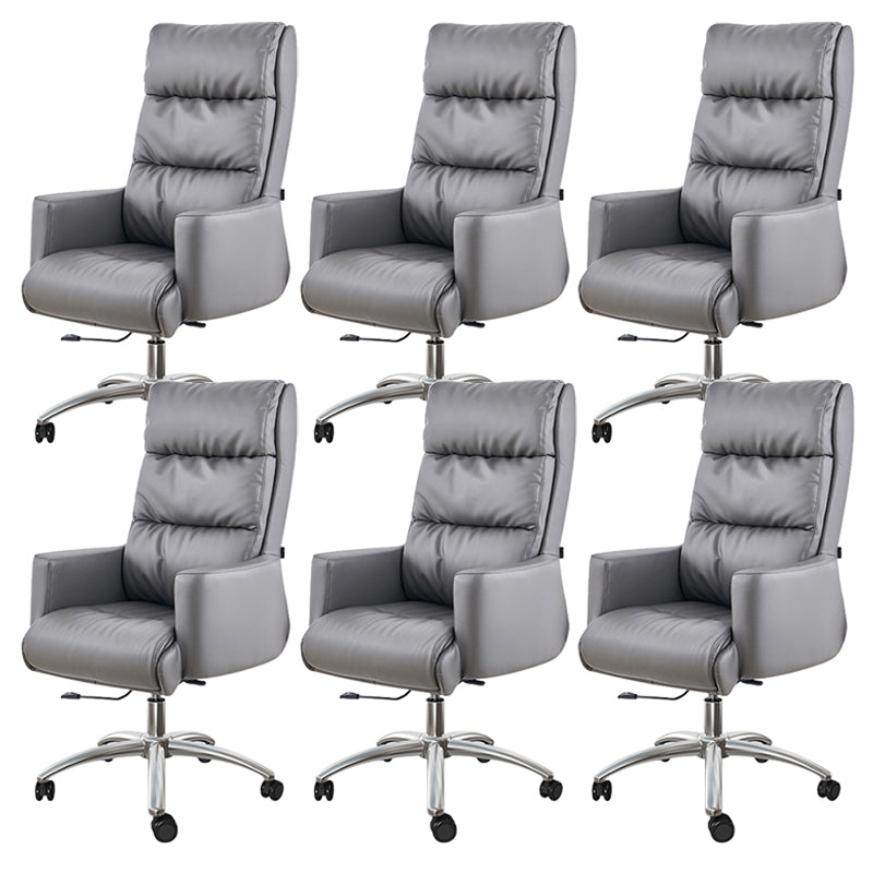 Modern Fixed Arms Chair  Height-adjustable Office Chair with Wheels