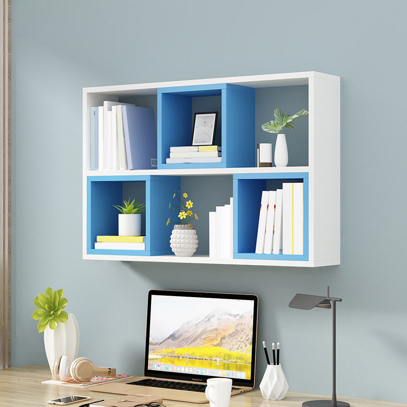 Modern Wall Mounted Shelf Bookcase Engineered Wood Home Bookshelf