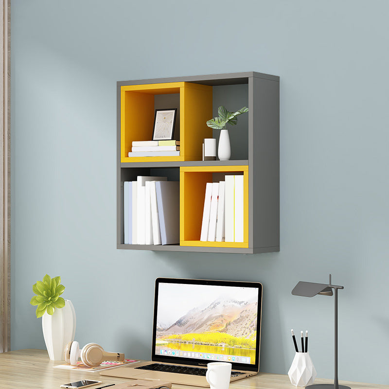 Modern Wall Mounted Shelf Bookcase Engineered Wood Home Bookshelf