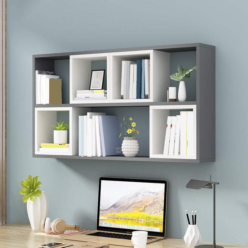 Modern Wall Mounted Shelf Bookcase Engineered Wood Home Bookshelf