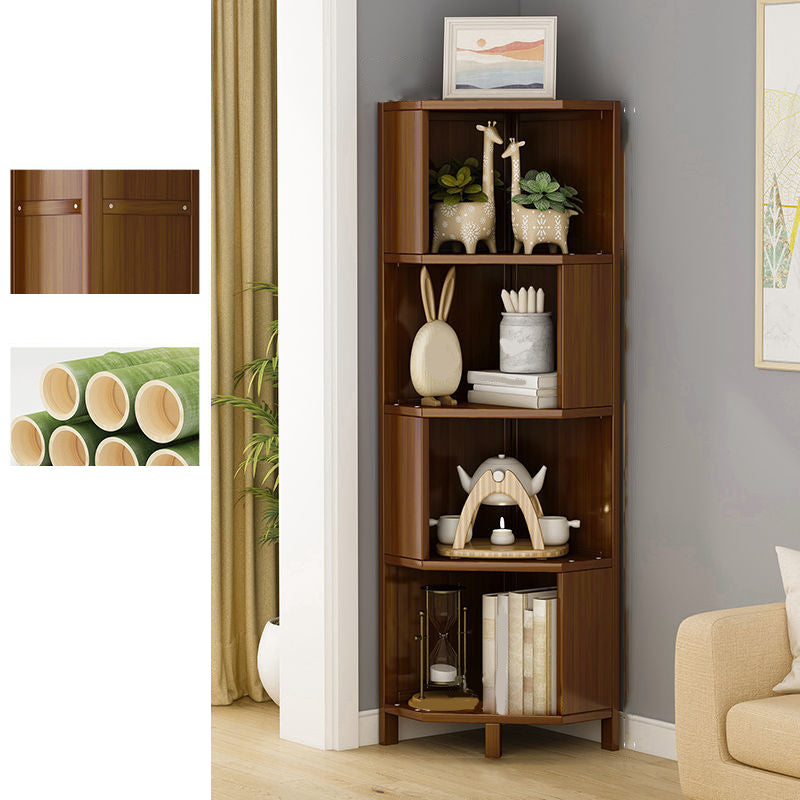 Modern Solid Bamboo Bookcase Stackable Bookshelf for Home Office