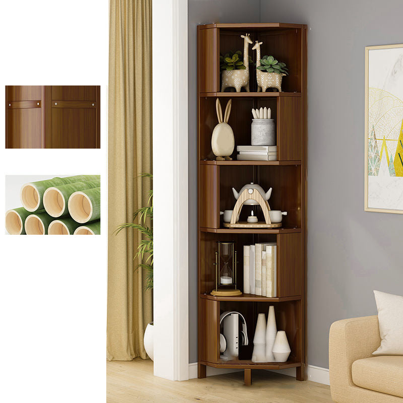 Modern Solid Bamboo Bookcase Stackable Bookshelf for Home Office