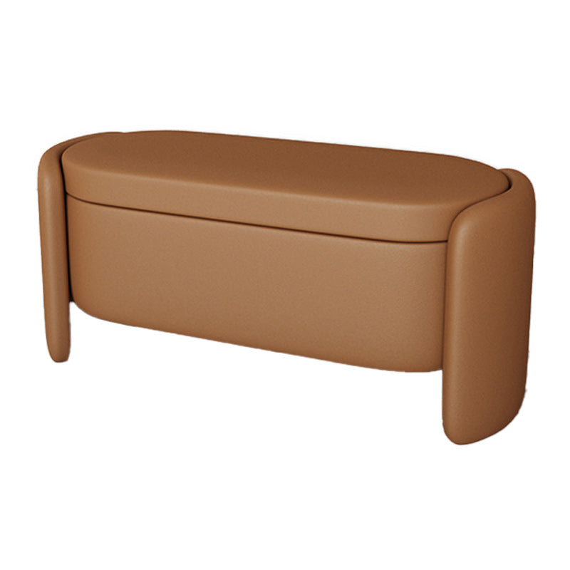 Modern Flip Top Bench Faux Leather Solid Color Bench for Bedroom