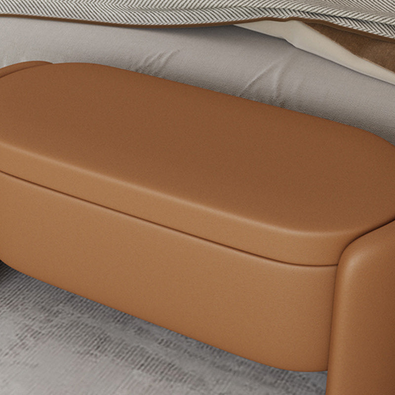 Modern Flip Top Bench Faux Leather Solid Color Bench for Bedroom