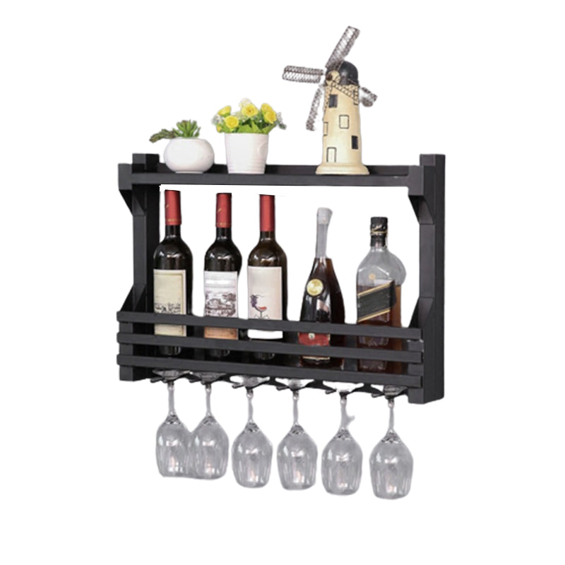 Iron Wall Mounted Modern Wine Rack Wine Rack in Brown with Storage