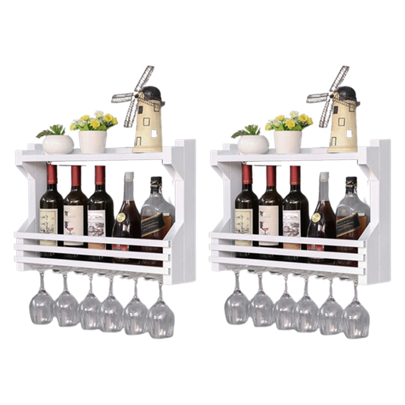 Iron Wall Mounted Modern Wine Rack Wine Rack in Brown with Storage