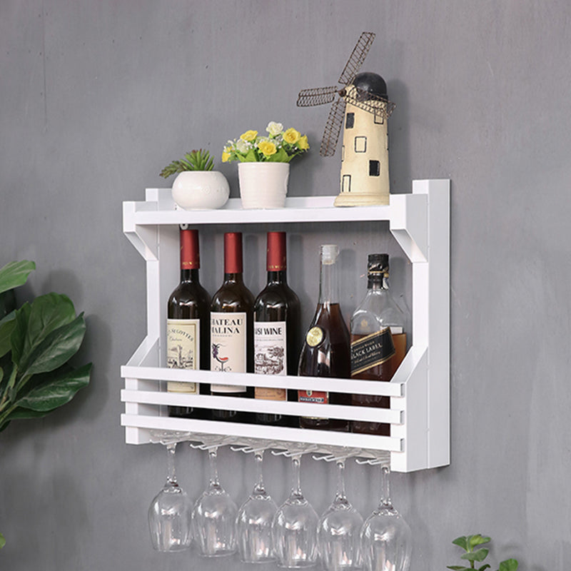 Iron Wall Mounted Modern Wine Rack Wine Rack in Brown with Storage