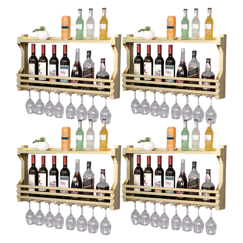 Iron Wall Mounted Modern Wine Rack Wine Rack in Brown with Storage