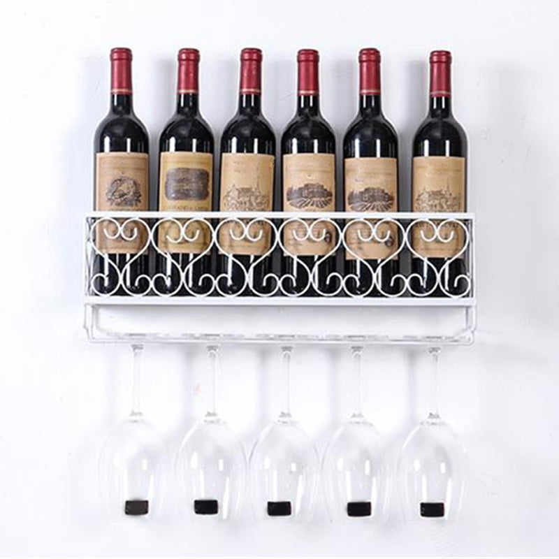 Metal Modern Wine Shelf Wall Mounted Stemware Holder Wine Holder with Shelf