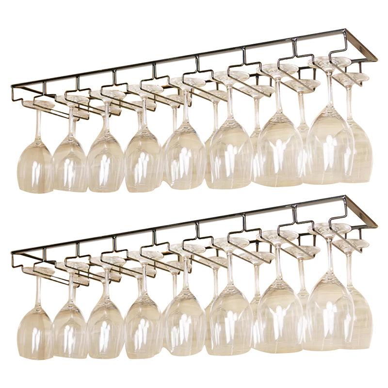 Metal Hanging Glass & Stemware Holder Industrial Single Rail Glass Rack