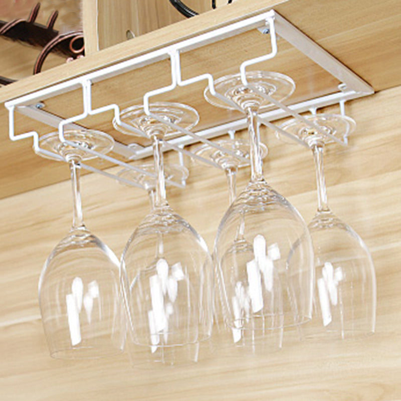 Metal Hanging Glass & Stemware Holder Industrial Single Rail Glass Rack