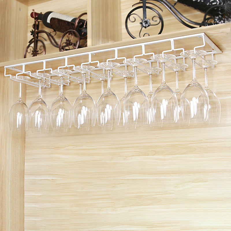 Metal Hanging Glass & Stemware Holder Industrial Single Rail Glass Rack