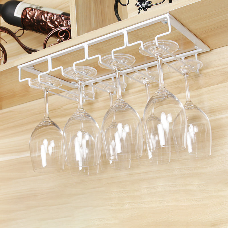 Metal Hanging Glass & Stemware Holder Industrial Single Rail Glass Rack