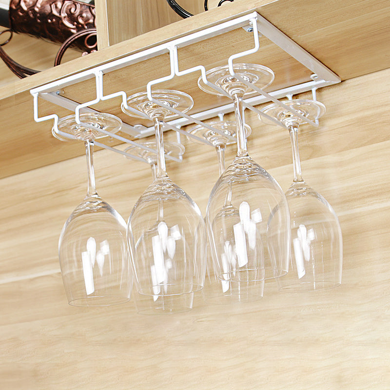 Metal Hanging Glass & Stemware Holder Industrial Single Rail Glass Rack