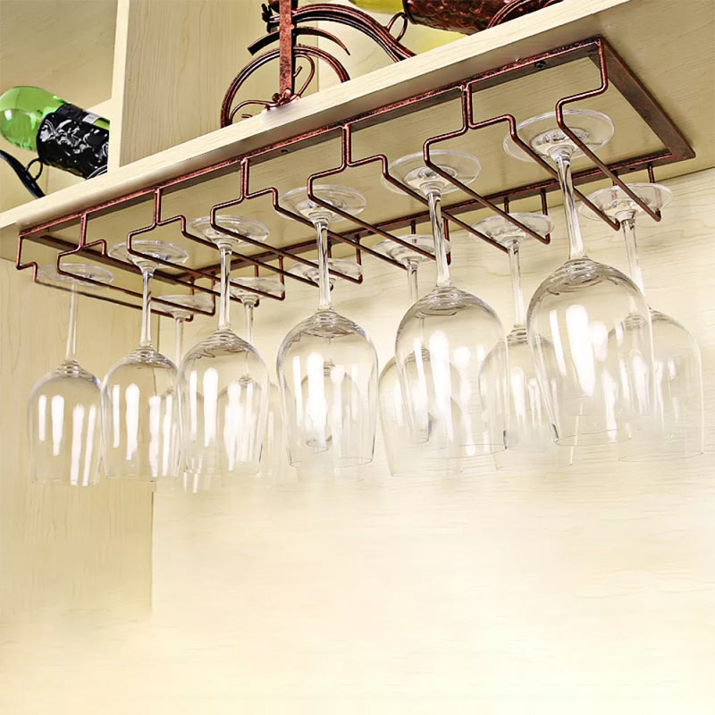 Metal Hanging Glass & Stemware Holder Industrial Single Rail Glass Rack