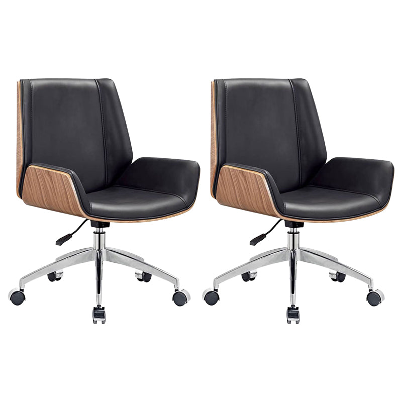 Contemporary Armless Office Chair Mid-Back Adjustable Desk Chair