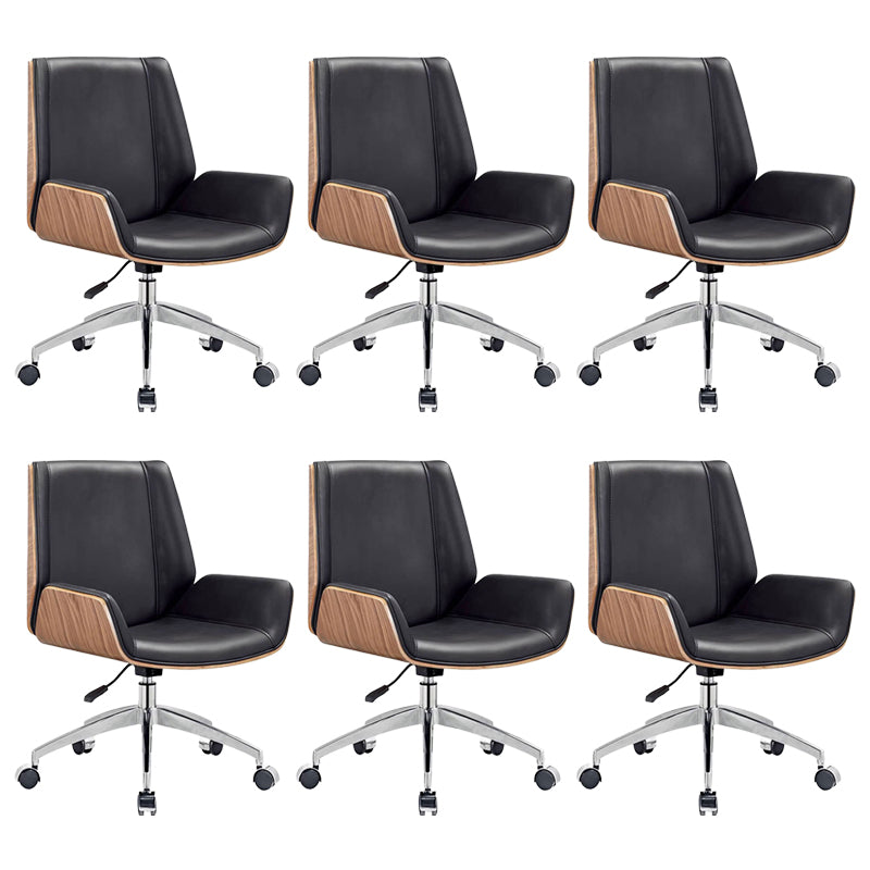 Contemporary Armless Office Chair Mid-Back Adjustable Desk Chair