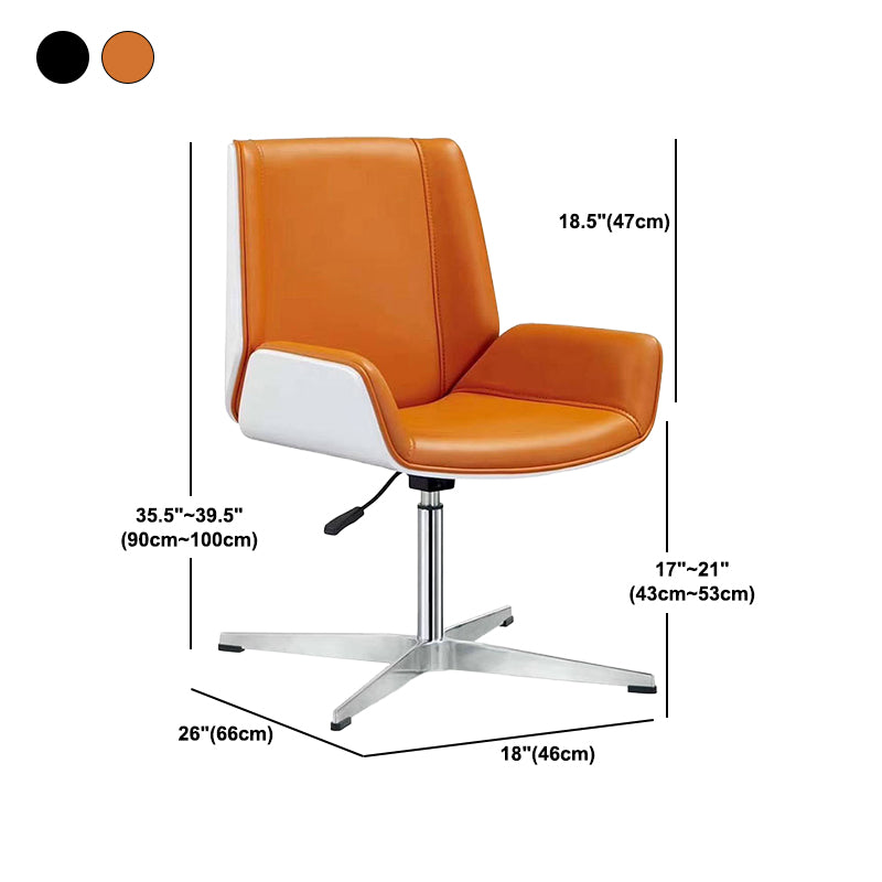 Contemporary Armless Office Chair Mid-Back Adjustable Desk Chair