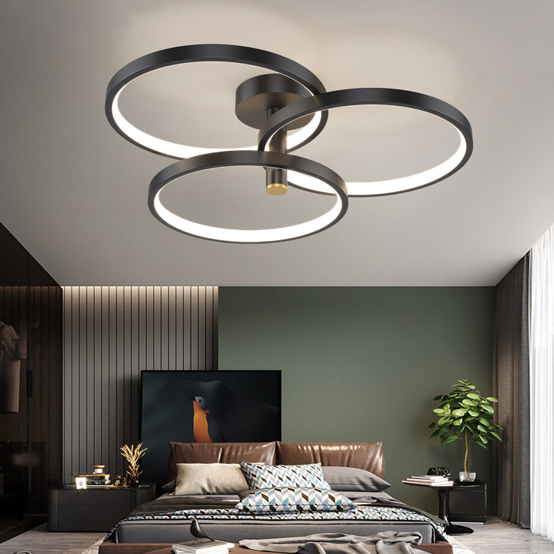 Modern Style Linear Shade Ceiling Light Metal 3 Headed Ceiling Light for Living Room