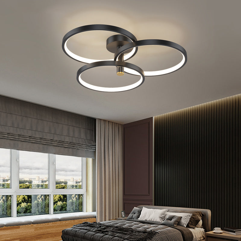 Modern Style Linear Shade Ceiling Light Metal 3 Headed Ceiling Light for Living Room