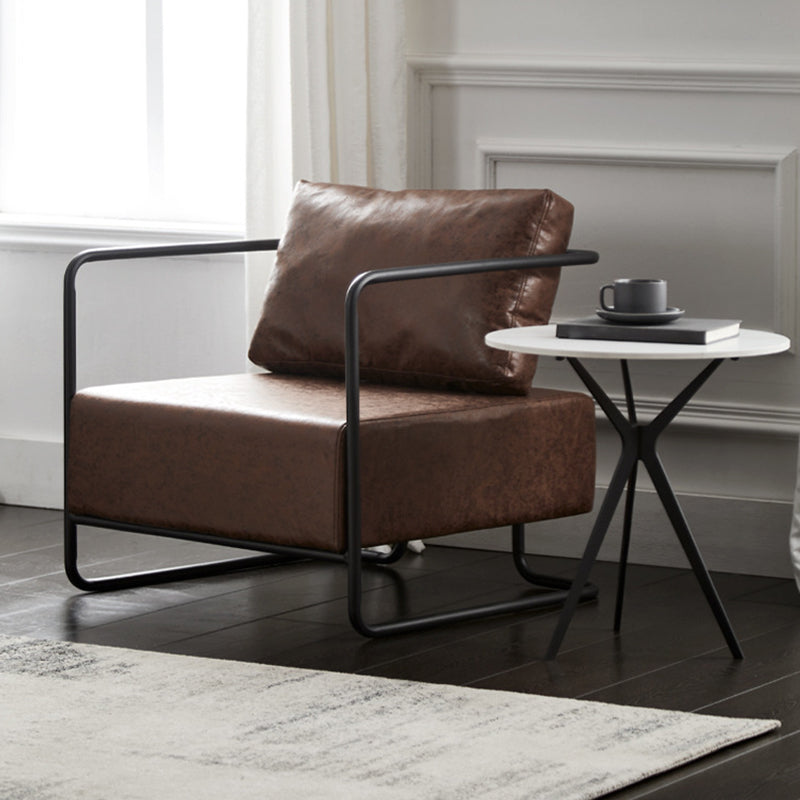 Contemporary Bonded Leather with Pillow Track Arms Accent Armchair