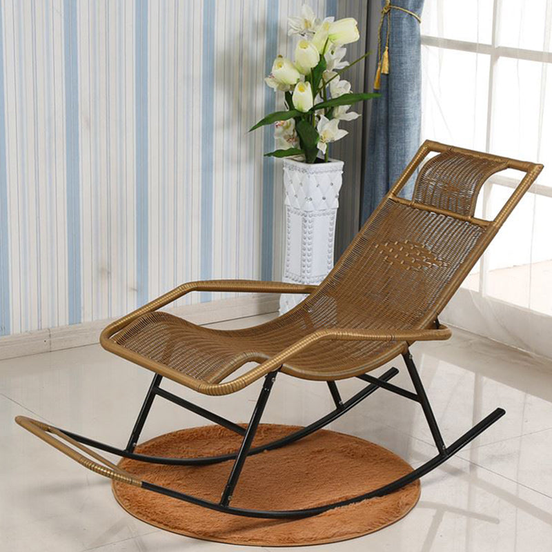 Modern Spindle Rocking Chair Metal Frame Woven Rope Rocker Chair for Home