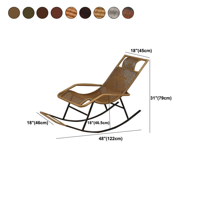 Modern Spindle Rocking Chair Metal Frame Woven Rope Rocker Chair for Home