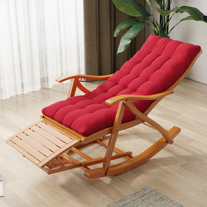 Modern Wooden Glider Chair Pure Color Rocking Chair with Removable Cushions