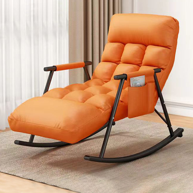Fashionable Indoor Rocking Chair Solid Color Tufted Rocker Chair for Living Room
