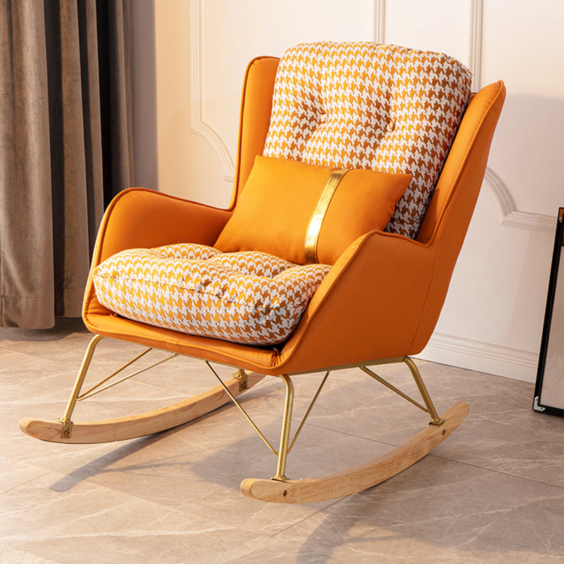 Modern Rocking Chair Ottoman Golden Legs Rocker Chair with Pillow