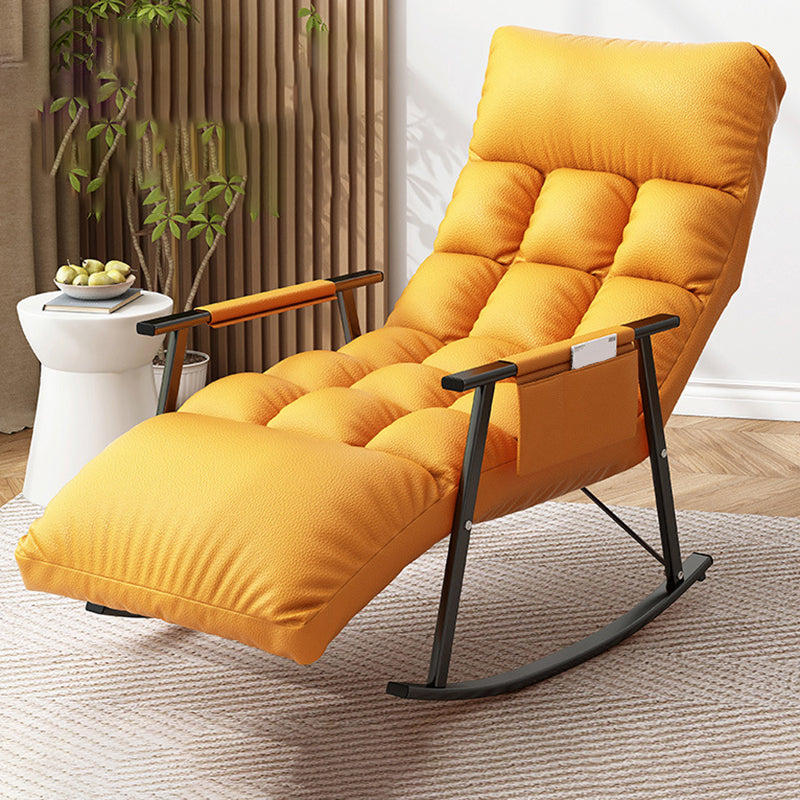 Upholstered Rocking Chair Reclining Yellow Rocker Chair for Drawing Room