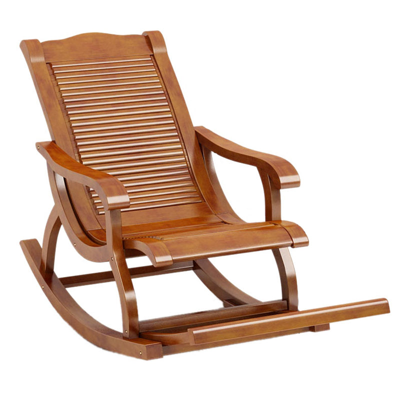 Traditional Rocking Chair Rubber Wood Frame Trapezoidal Back Indoor Rocking Chair