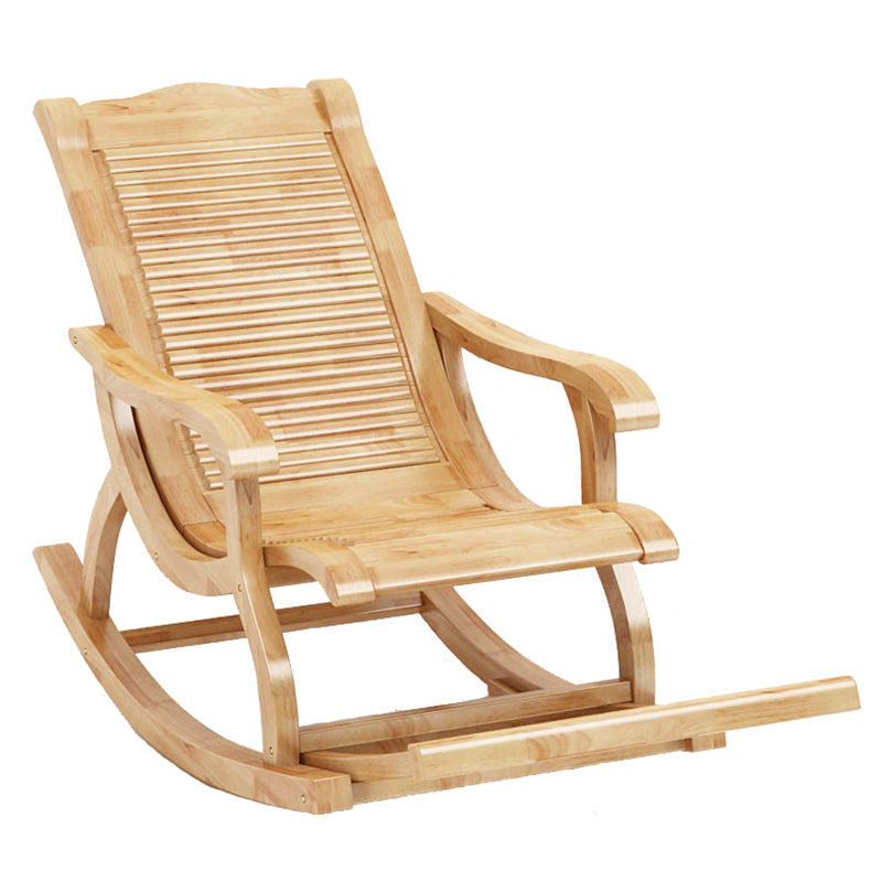 Traditional Rocking Chair Rubber Wood Frame Trapezoidal Back Indoor Rocking Chair