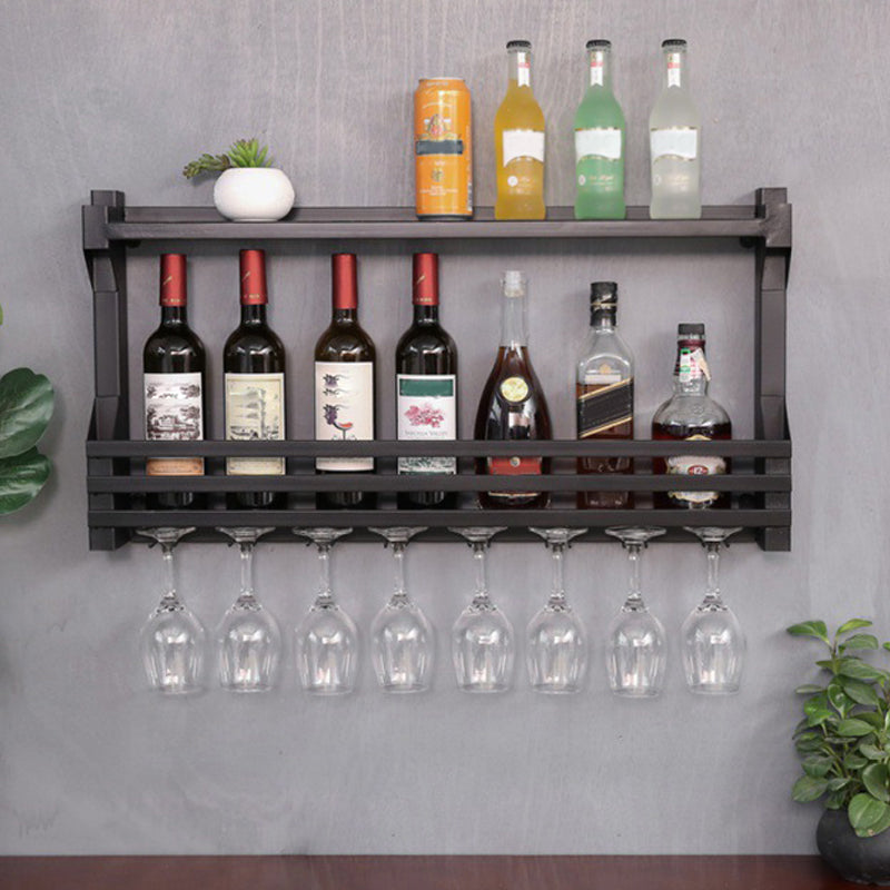 Wall Mounted Iron Wine Glass Stemware Rack Holder Modern Wine Racks with Shelf