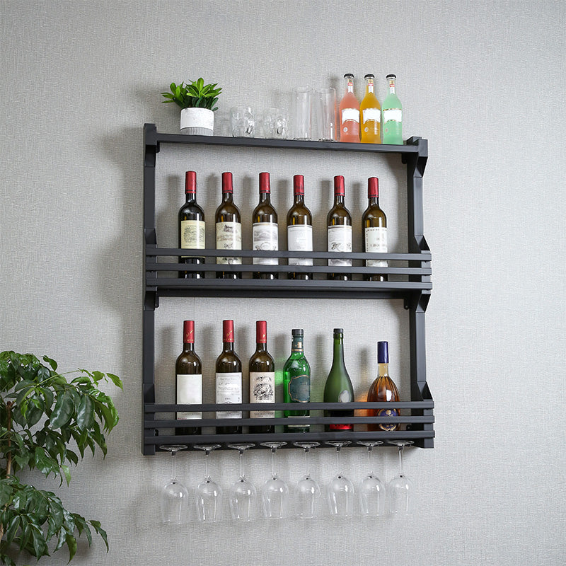 Wall Mounted Iron Wine Glass Stemware Rack Holder Modern Wine Racks with Shelf