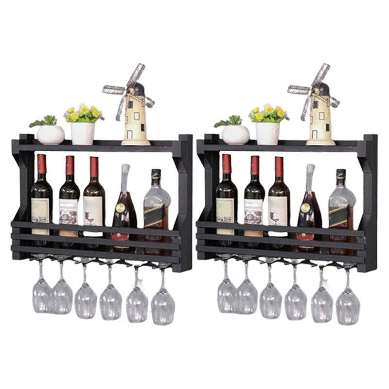 Wall Mounted Iron Wine Glass Stemware Rack Holder Modern Wine Racks with Shelf