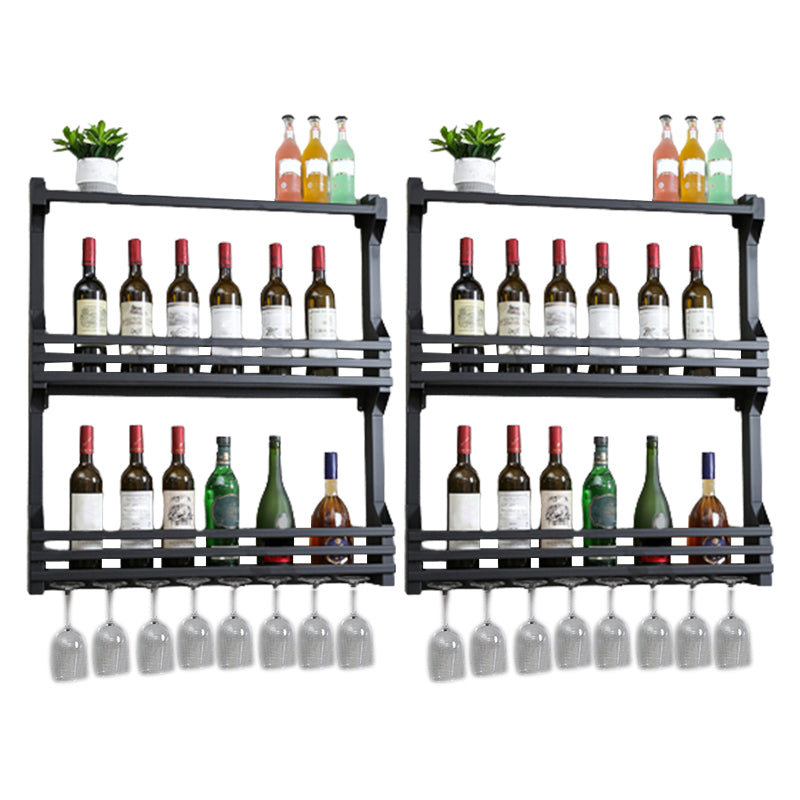 Wall Mounted Iron Wine Glass Stemware Rack Holder Modern Wine Racks with Shelf