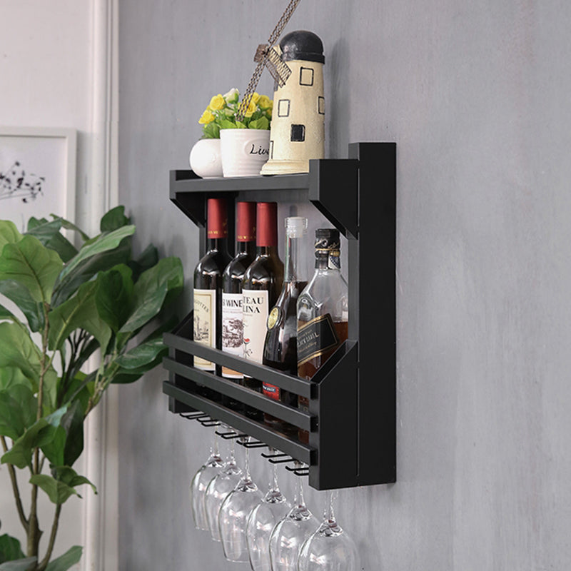 Wall Mounted Iron Wine Glass Stemware Rack Holder Modern Wine Racks with Shelf