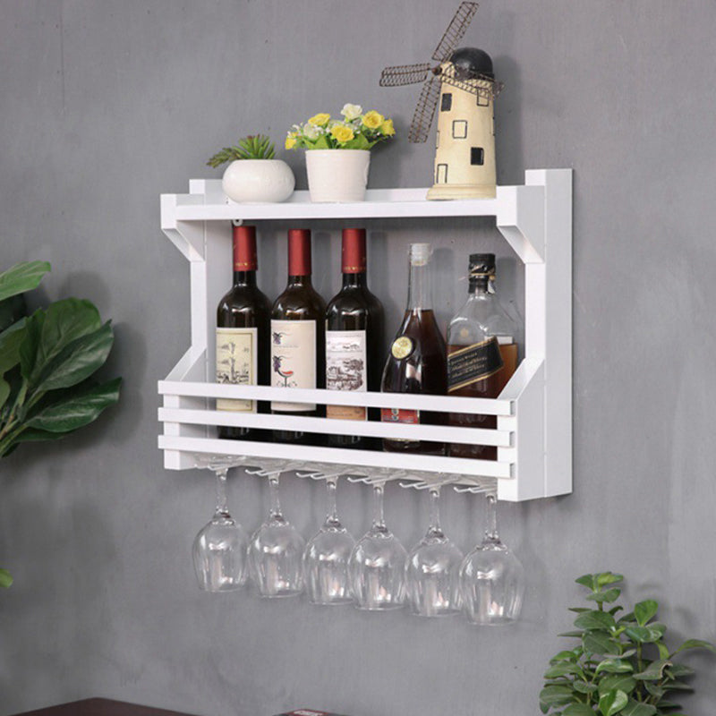 Wall Mounted Iron Wine Glass Stemware Rack Holder Modern Wine Racks with Shelf