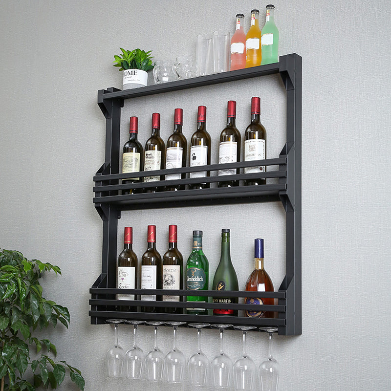 Wall Mounted Iron Wine Glass Stemware Rack Holder Modern Wine Racks with Shelf