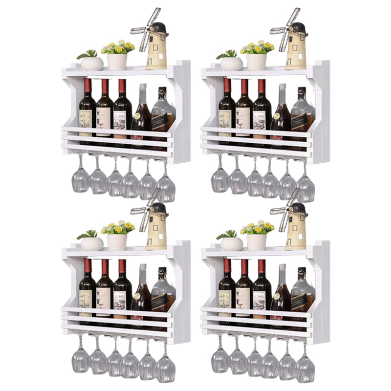 Wall Mounted Iron Wine Glass Stemware Rack Holder Modern Wine Racks with Shelf