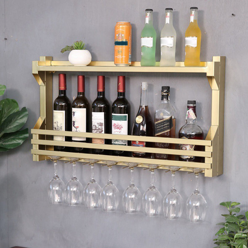 Wall Mounted Iron Wine Glass Stemware Rack Holder Modern Wine Racks with Shelf