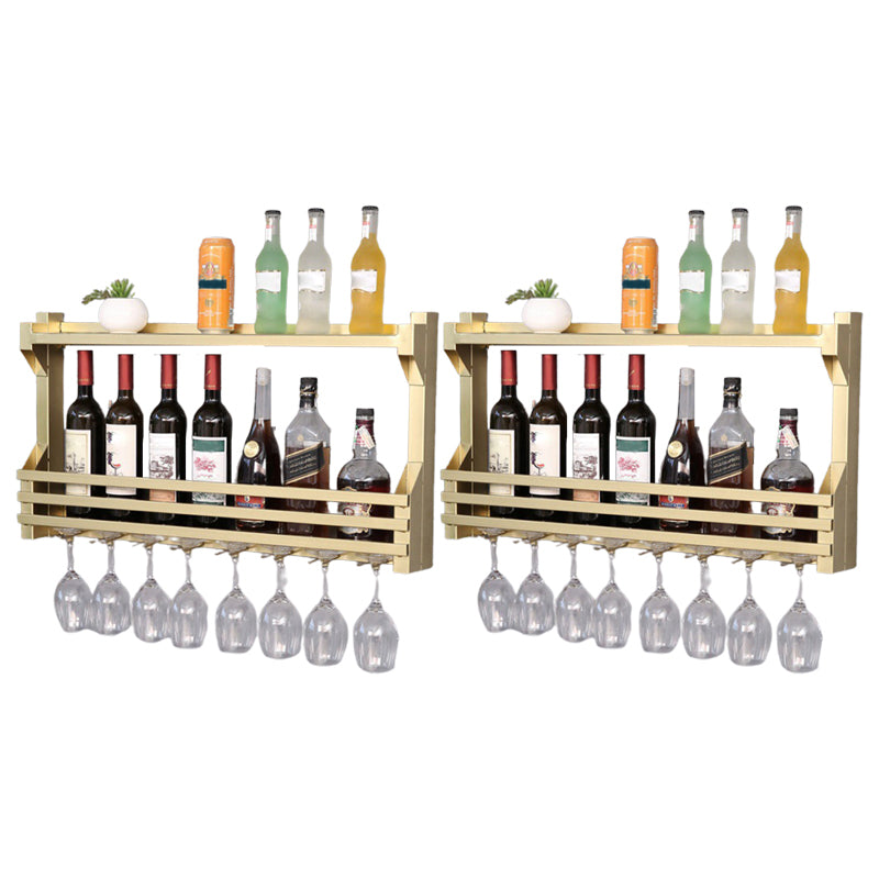 Wall Mounted Iron Wine Glass Stemware Rack Holder Modern Wine Racks with Shelf