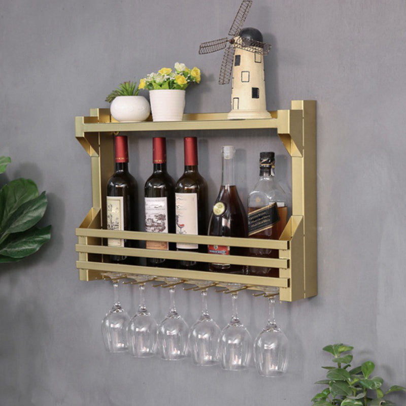 Wall Mounted Iron Wine Glass Stemware Rack Holder Modern Wine Racks with Shelf