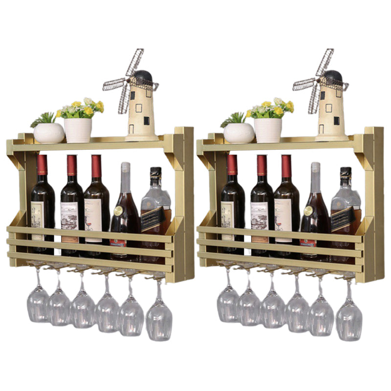 Wall Mounted Iron Wine Glass Stemware Rack Holder Modern Wine Racks with Shelf