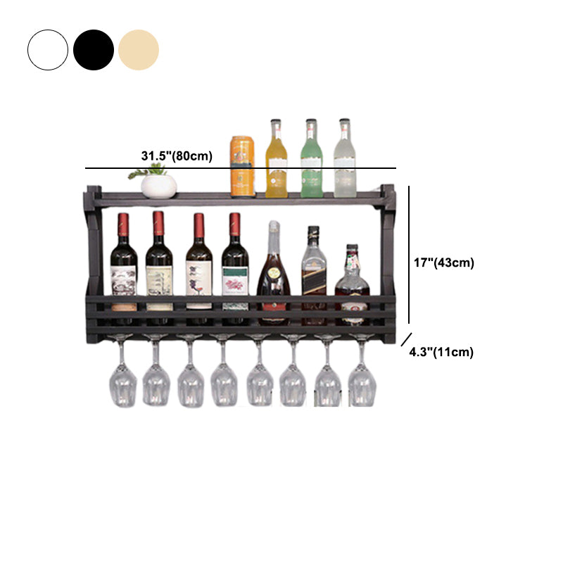 Wall Mounted Iron Wine Glass Stemware Rack Holder Modern Wine Racks with Shelf